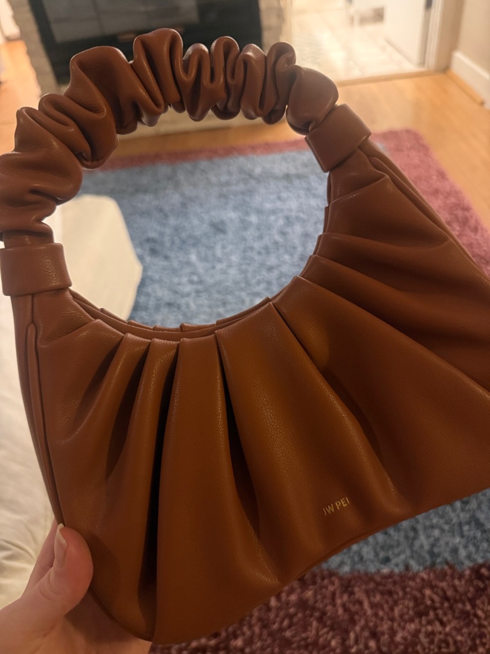 JW PEI Caramel Ruched-Handle Vegan Shoulder Bag